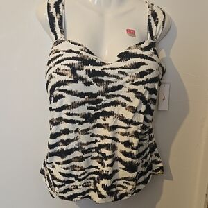 Jantzen Natural Essence Swim Tankini Top Only NWT Zebra Stripe Size 22W